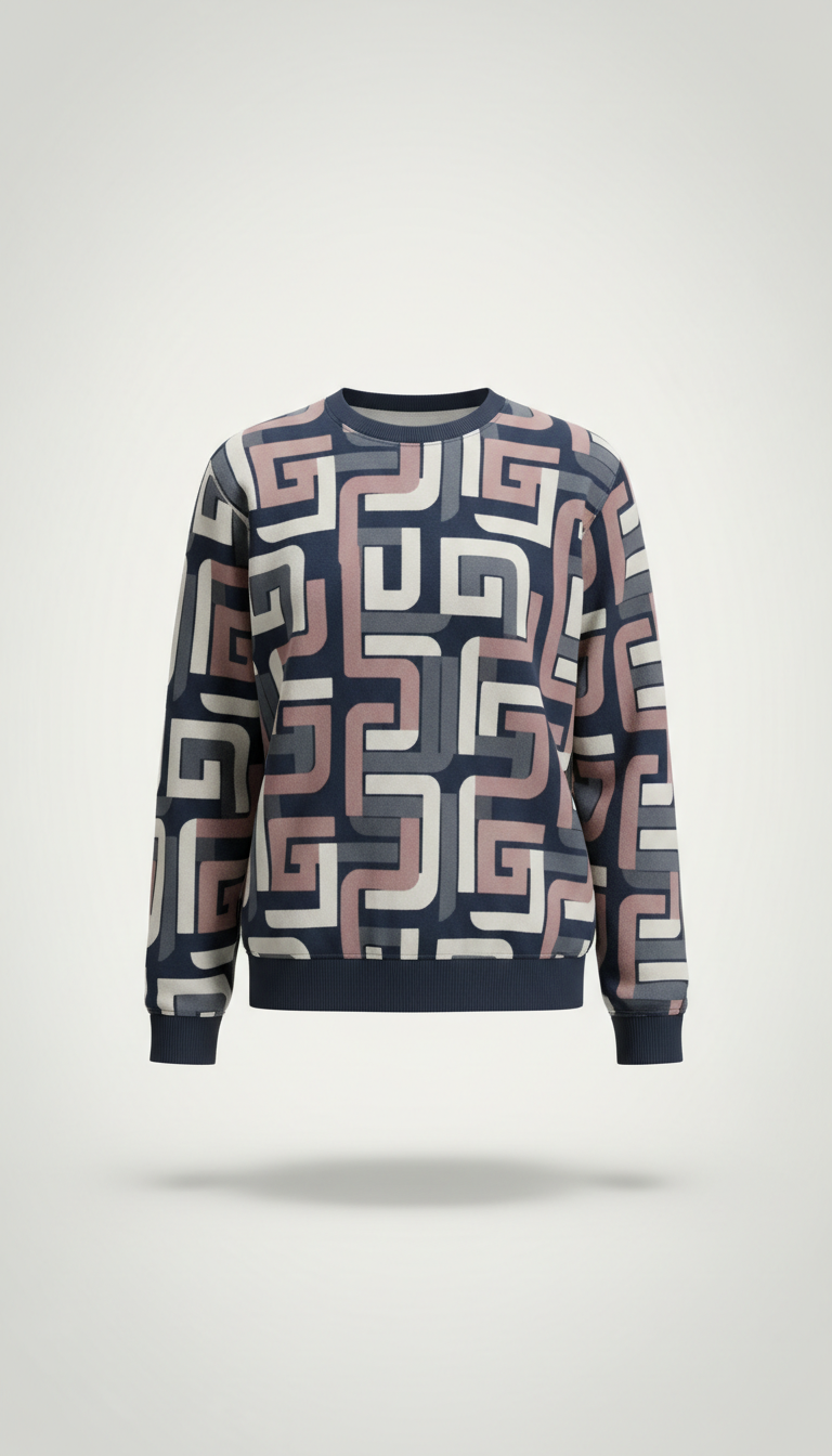 Crewneck sweatshirt with geometric motif