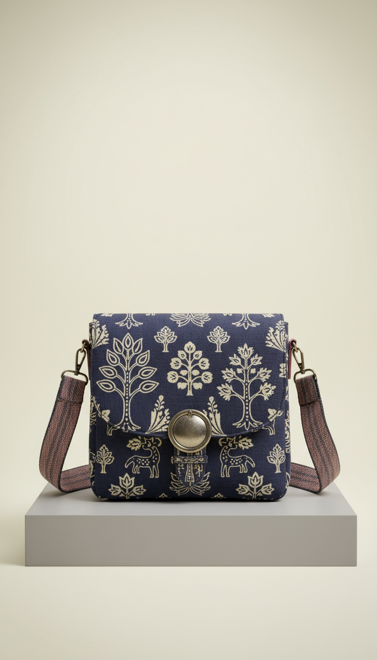 Crossbody bag with folklore embossing